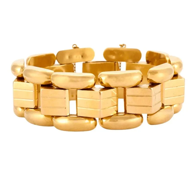 Bracelet Tank articulé en or jaune 18k sold by 58 Facettes