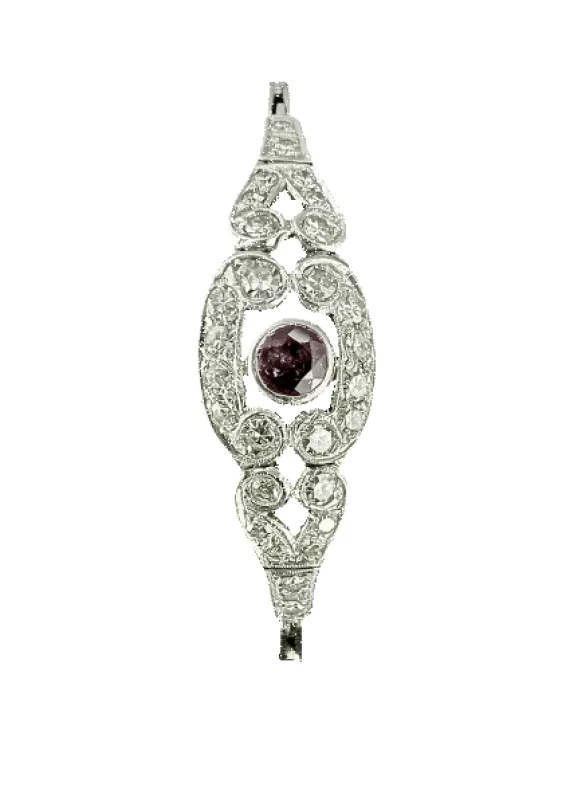 Bracelet en or blanc 18 carats avec rubis et diamants taille brillant sold by 58 Facettes