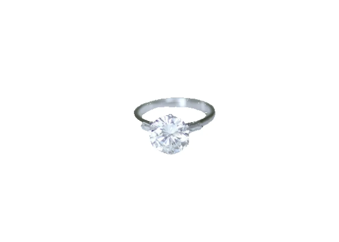 Bague solitaire en or blanc avec diamant 3.18 ct et diamants baguette sold by 58 Facettes