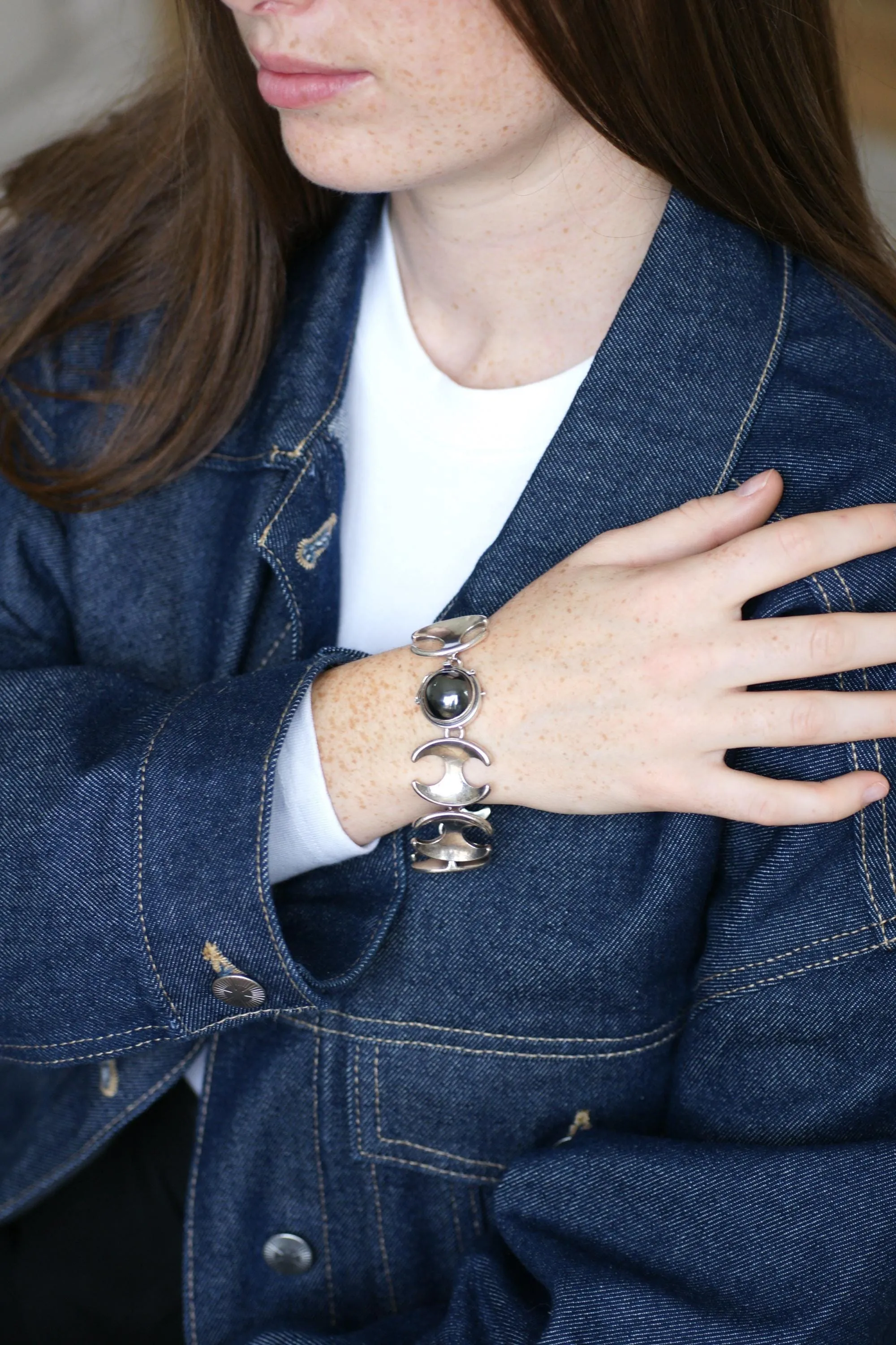 Georg Jensen - Bracelet articulé en argent avec hématite (modèle 130B) sold by 58 Facettes product image thumbnail 2