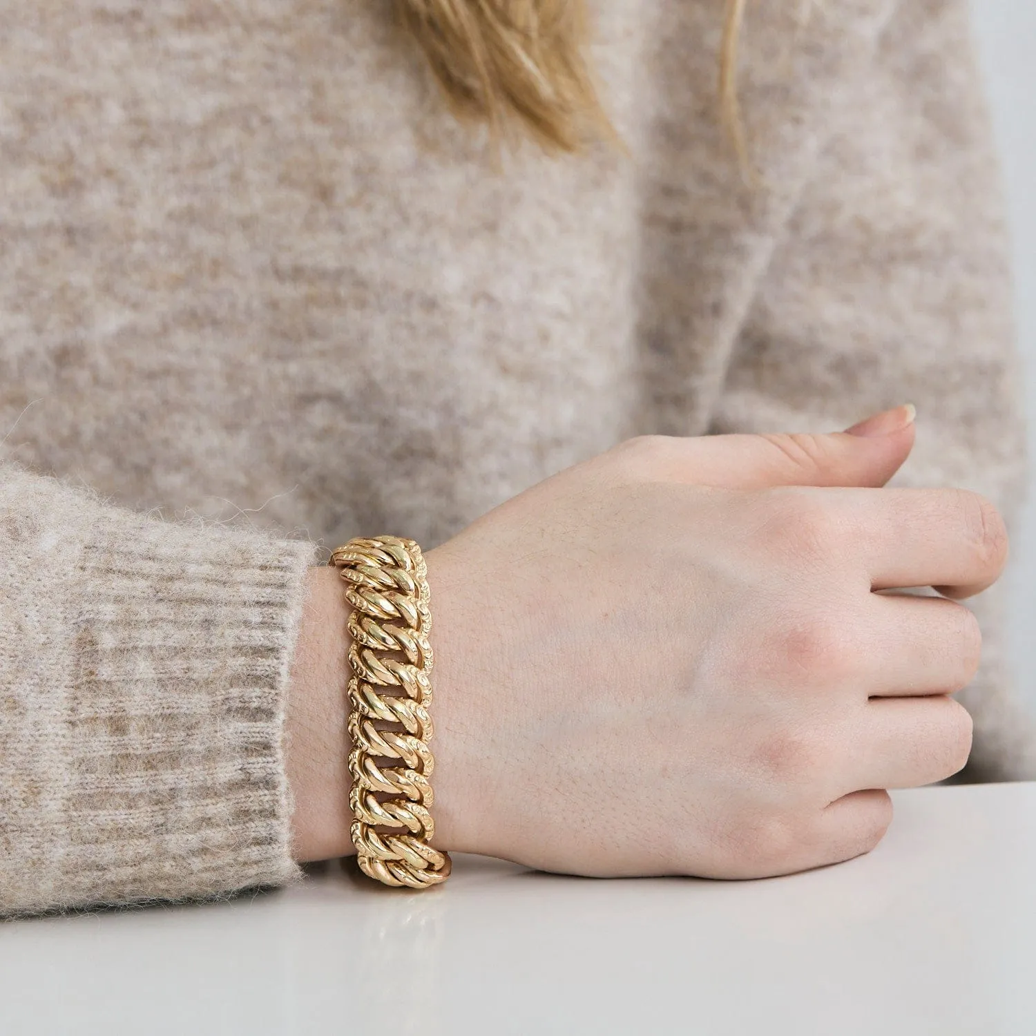 Bracelet - Bracelet maille américaine en or jaune 18 carats sold by 58 Facettes product image thumbnail 2