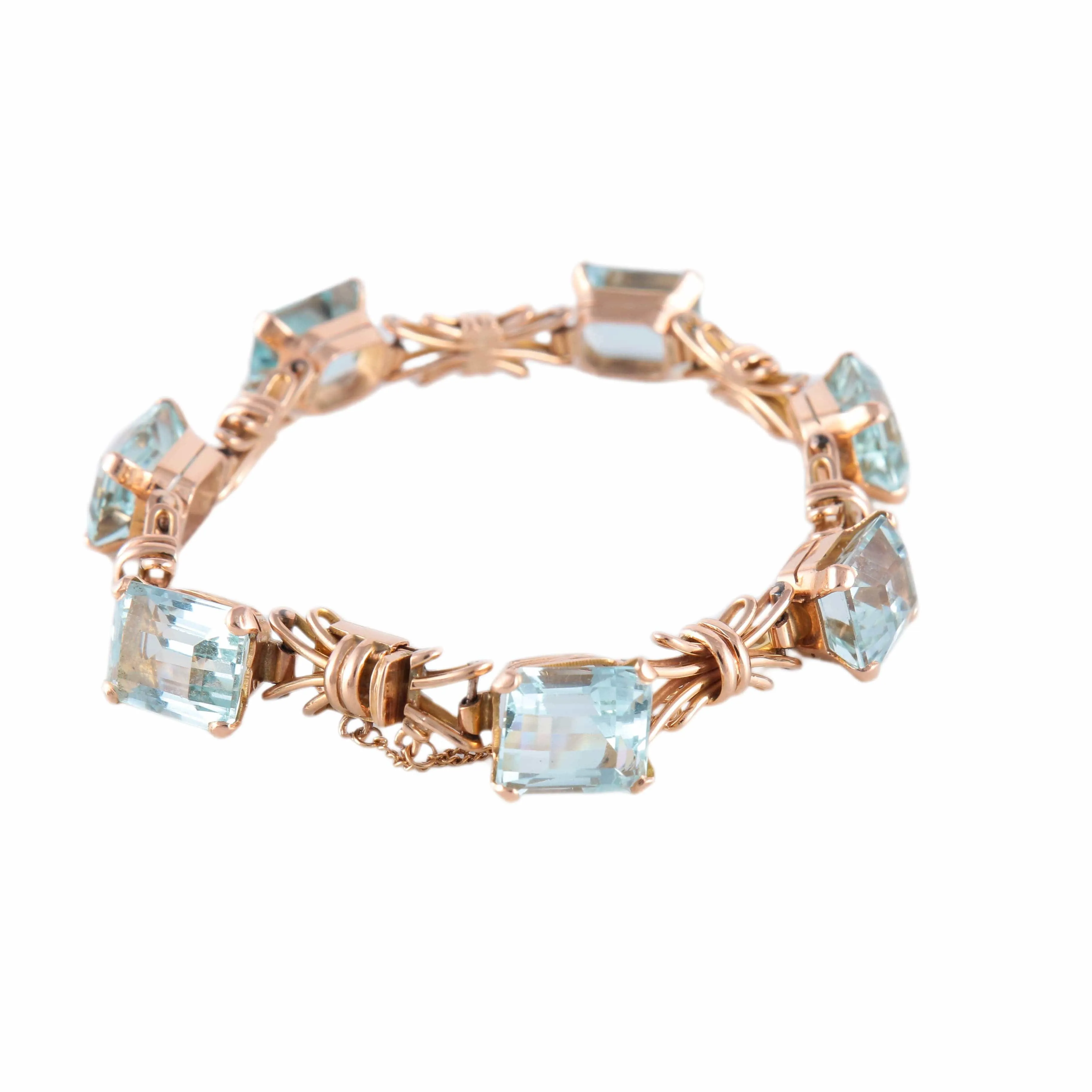 Bracelet articulé en or jaune 18k et aigues-marines sold by 58 Facettes