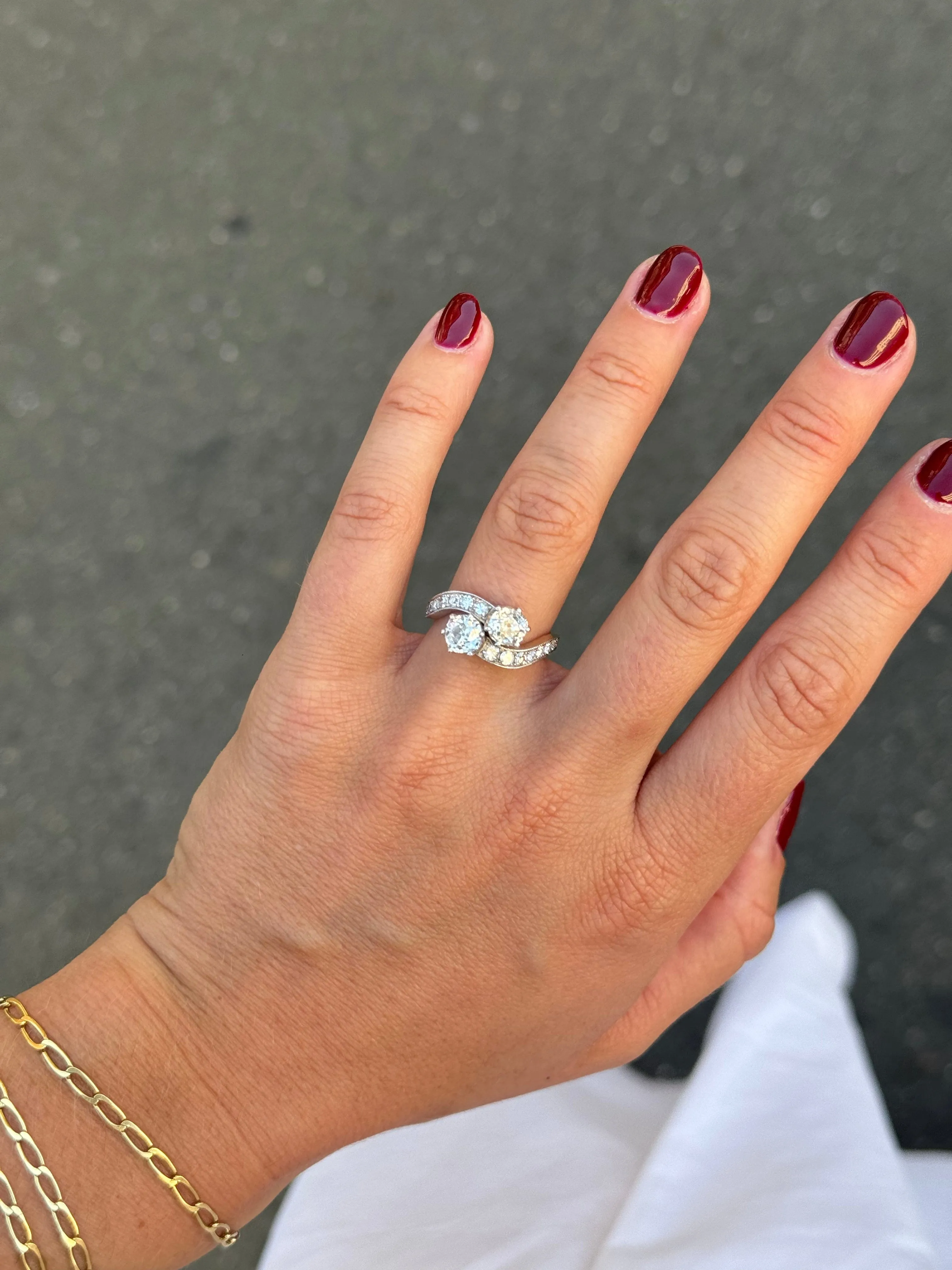 Bague Toi & moi en or jaune et blanc 18k et diamants sold by 58 Facettes product image thumbnail 5