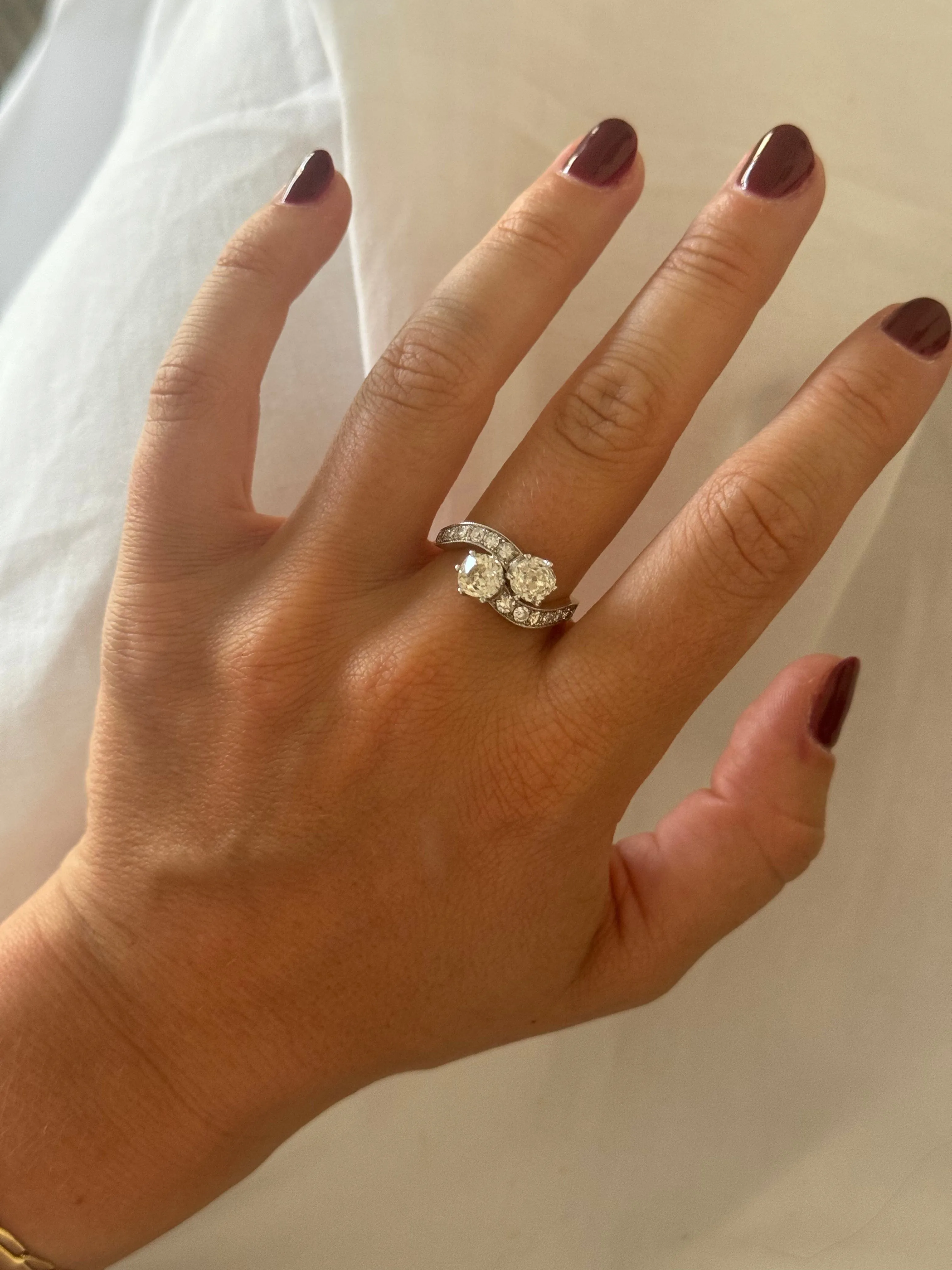 Bague Toi & moi en or jaune et blanc 18k et diamants sold by 58 Facettes product image thumbnail 2