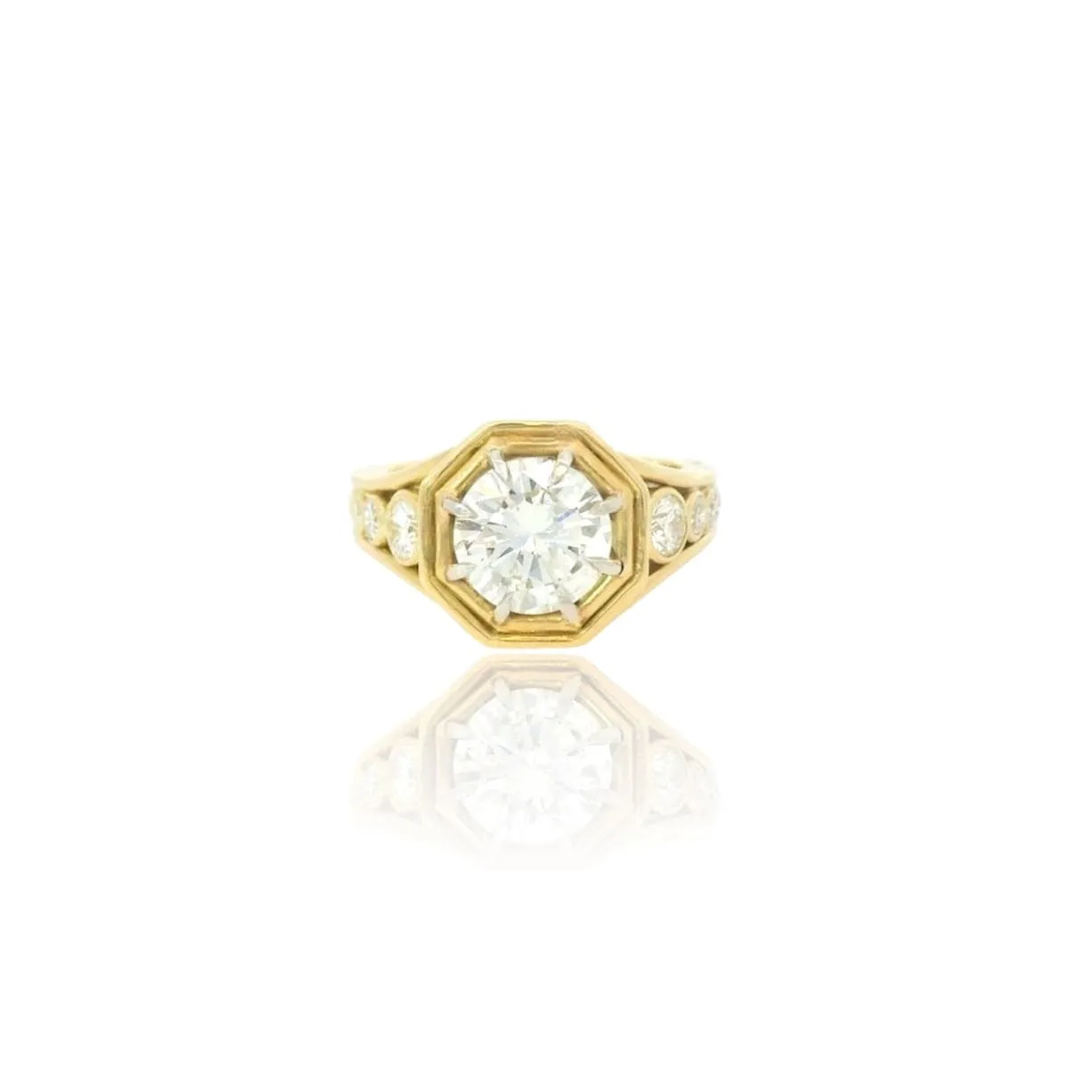 Bague style années 80 en or jaune 18k et diamants sold by 58 Facettes