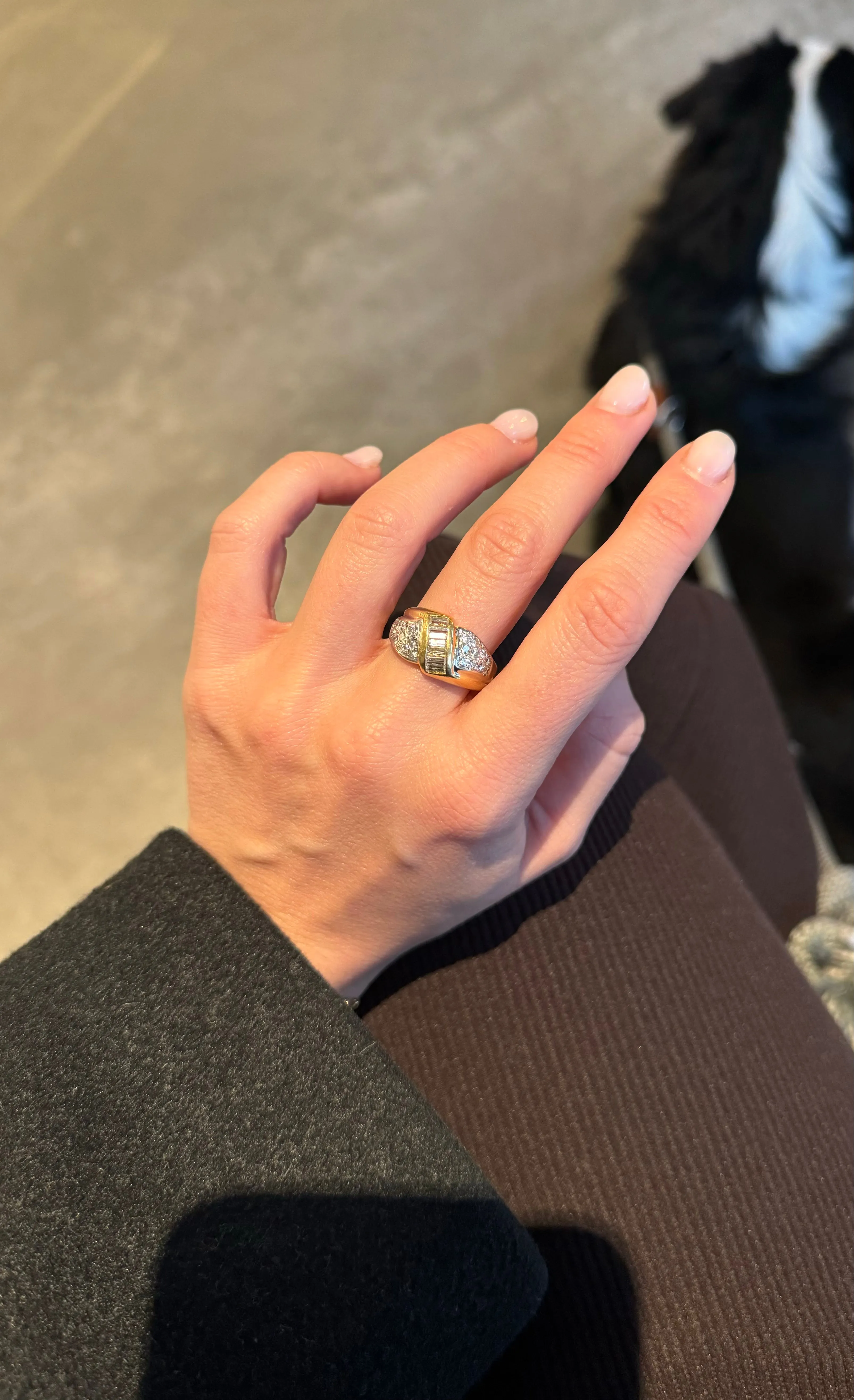 Bague vintage en or jaune et blanc 18k et diamants sold by 58 Facettes product image thumbnail 2