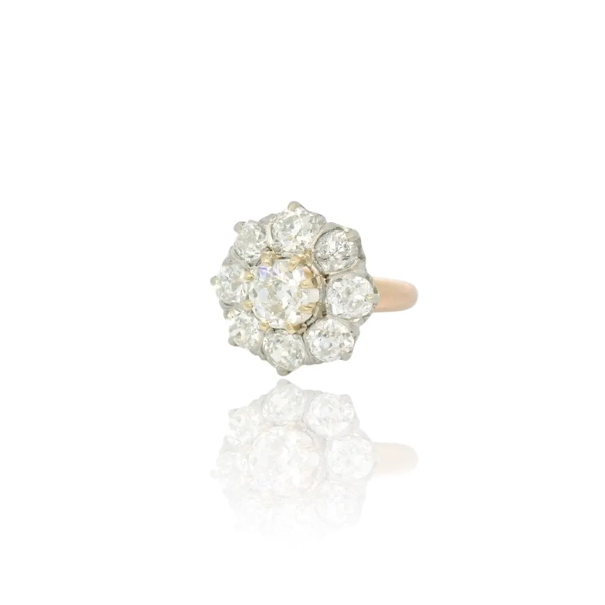 Bague cluster en or blanc et jaune 18k et diamants sold by 58 Facettes product image thumbnail 3