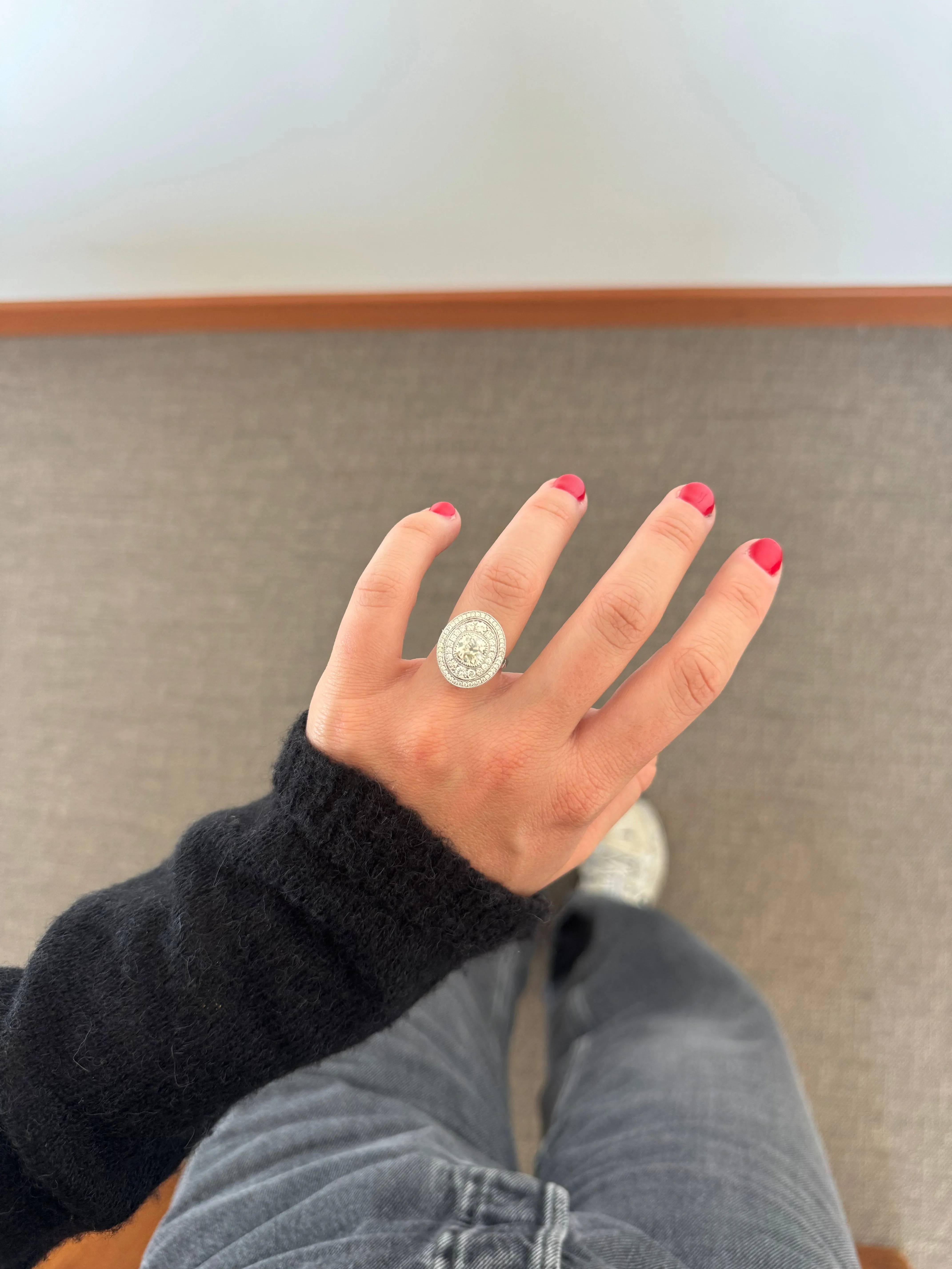 Bague Art déco inspirée en platine et diamants sold by 58 Facettes product image thumbnail 2