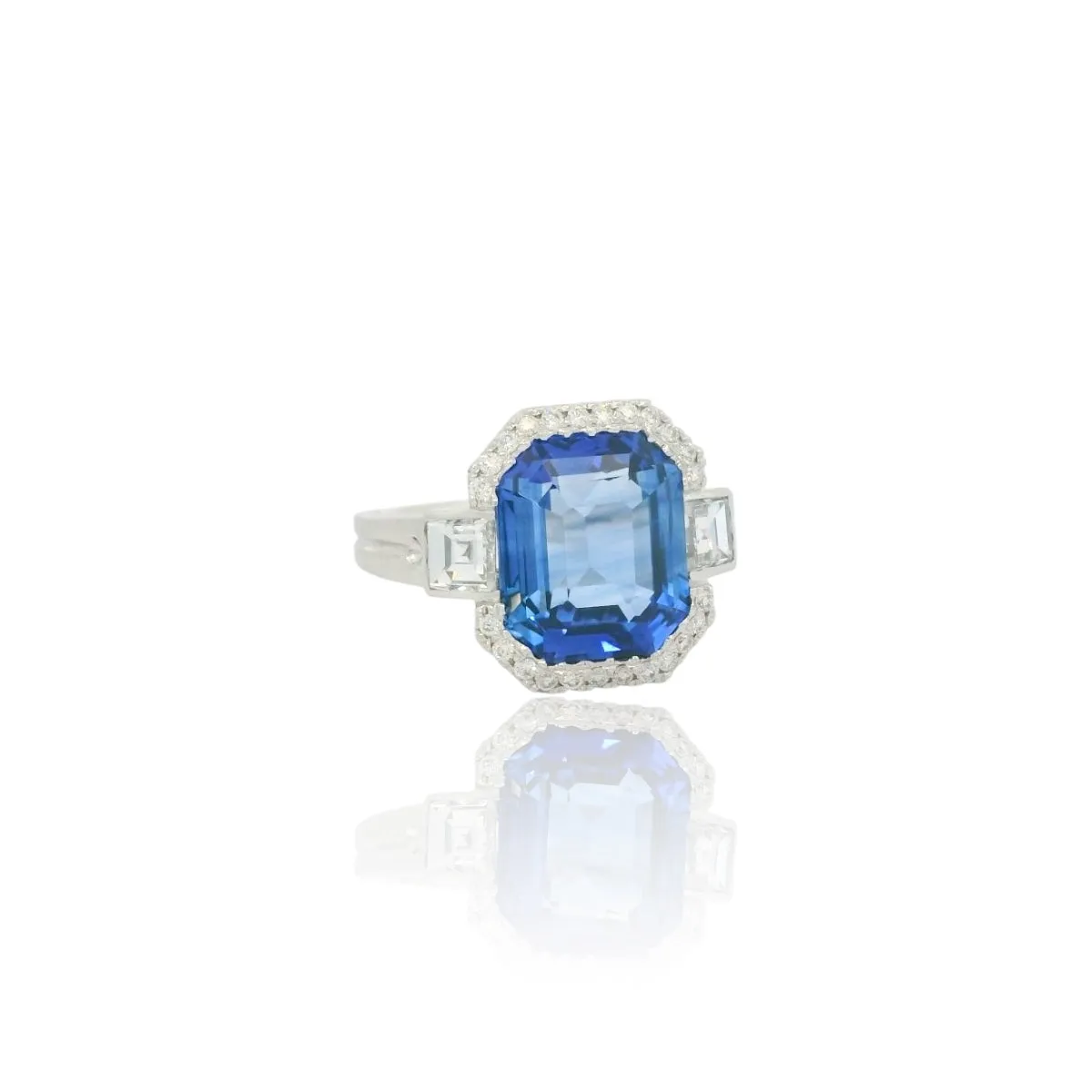 Bague émeraude saphir Ceylan et diamants en or blanc 18k sold by 58 Facettes product image thumbnail 3