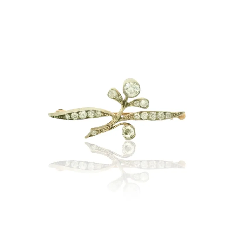 Broche ancienne 1900-1910 en or 14k, argent et diamants made by 58 Facettes