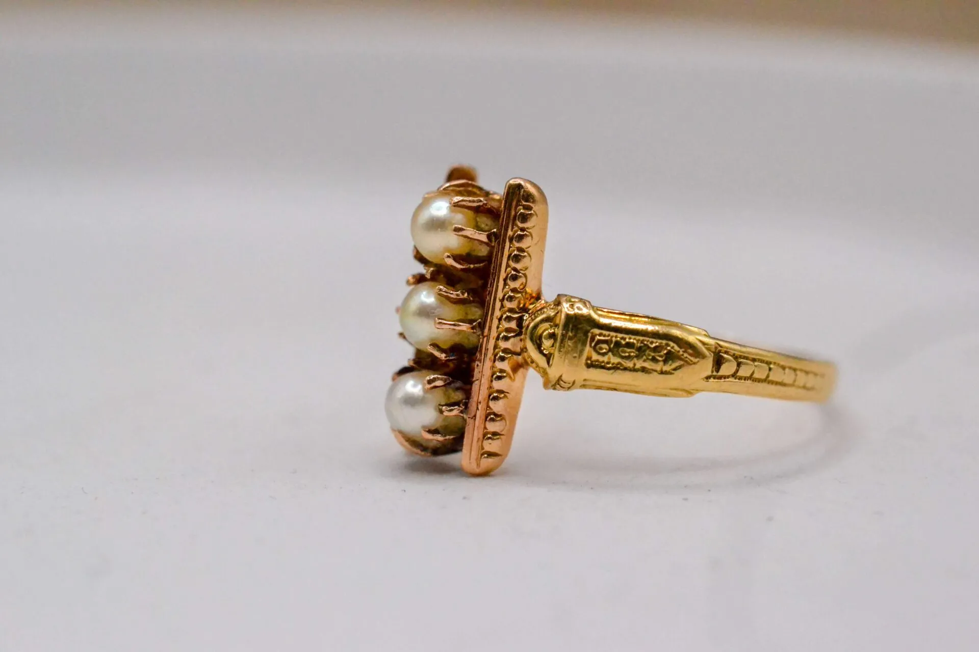 Bague barrette victorienne en or jaune 18 carats et perles sold by 58 Facettes product image thumbnail 3