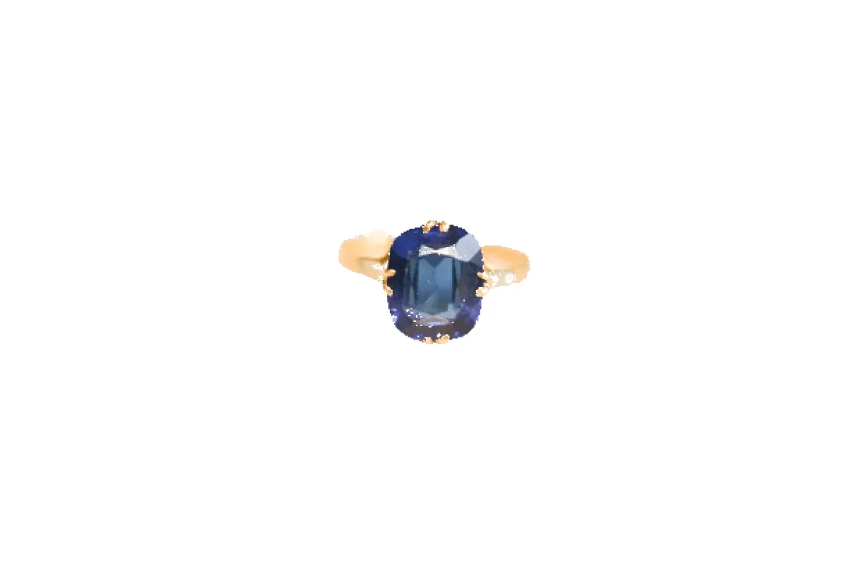 Bague solitaire doublet grenat verre taille coussin en or jaune 18 carats made by 58 Facettes