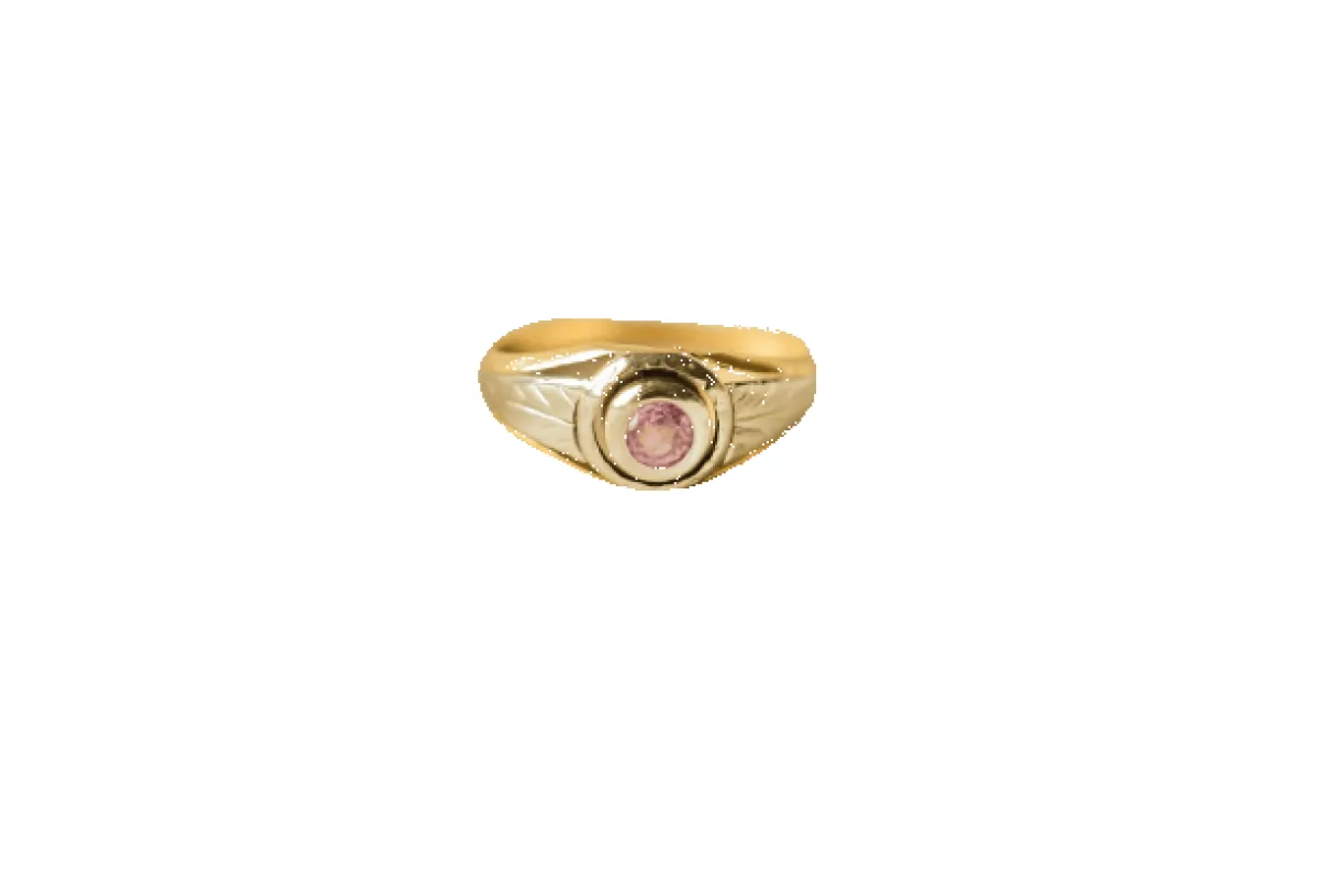 Bague saphir rose en or jaune et blanc 18 carats sold by 58 Facettes
