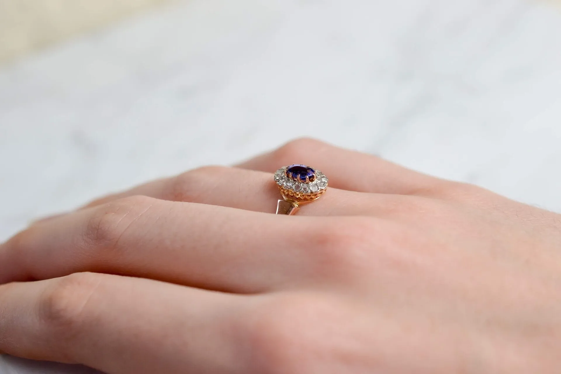 Bague marguerite halo de diamants en or rose 18 carats sold by 58 Facettes product image thumbnail 3