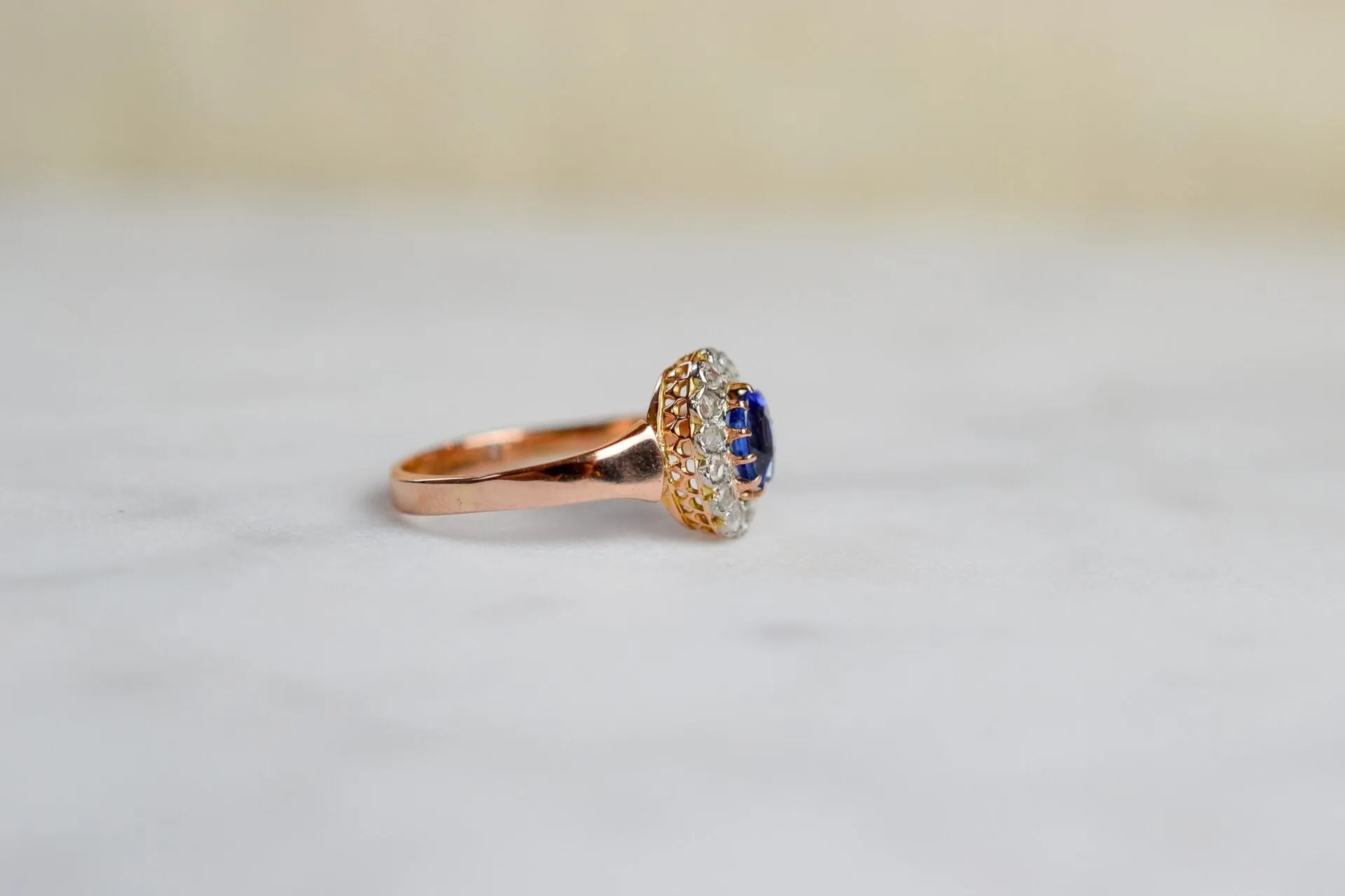 Bague marguerite halo de diamants en or rose 18 carats sold by 58 Facettes product image thumbnail 4