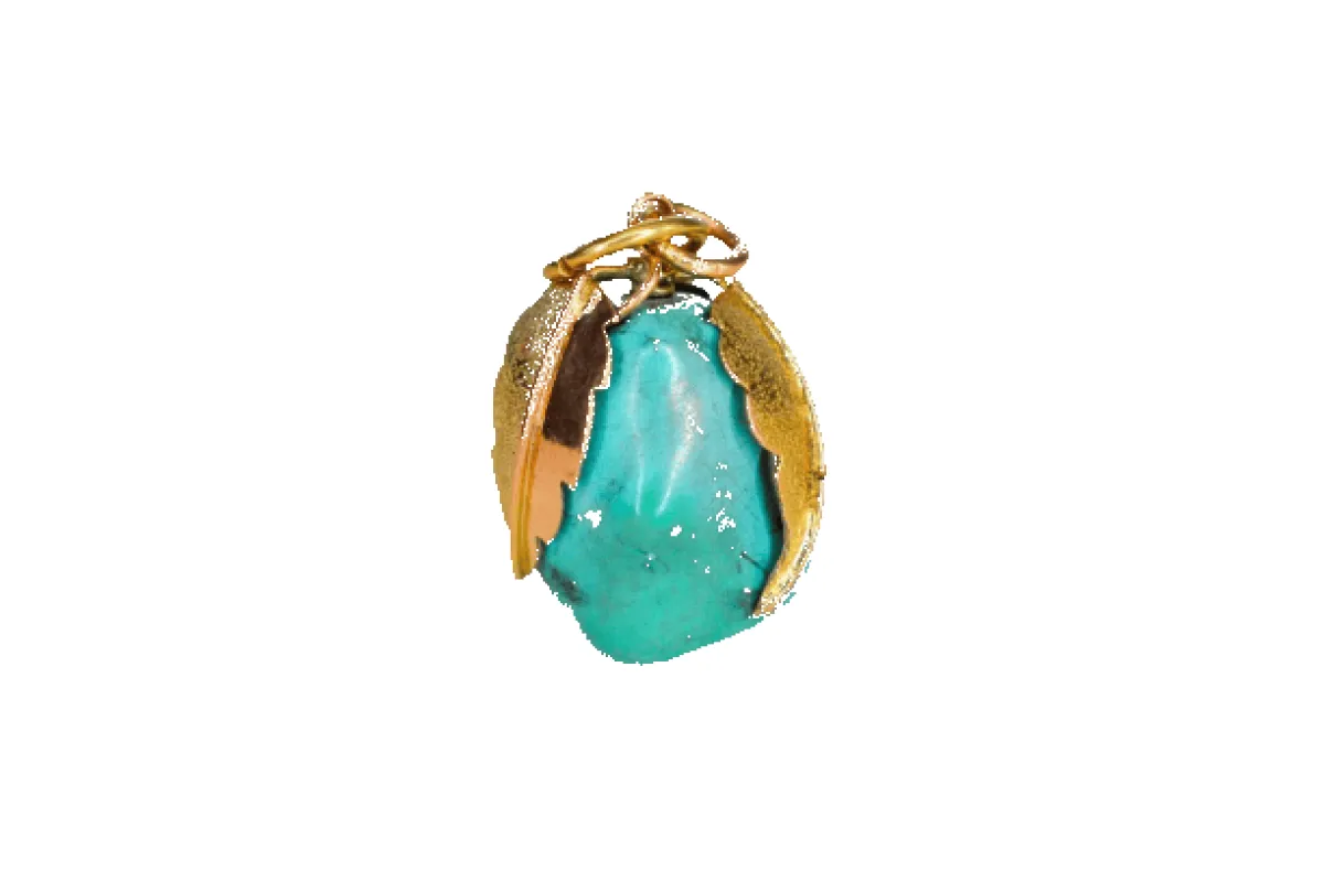 Pendentif fruit en or jaune 14K et turquoise made by 58 Facettes