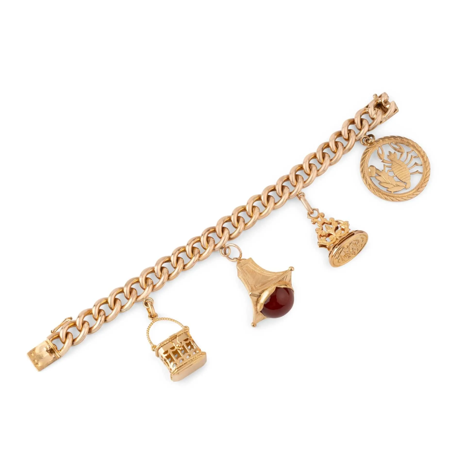Bracelet gourmette à breloques en or rose 18k et cornaline sold by 58 Facettes product image thumbnail 3