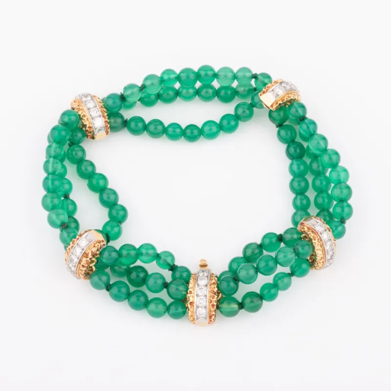 Van Cleef & Arpels - Bracelet en or jaune et chrysoprase pavé de diamants sold by 58 Facettes