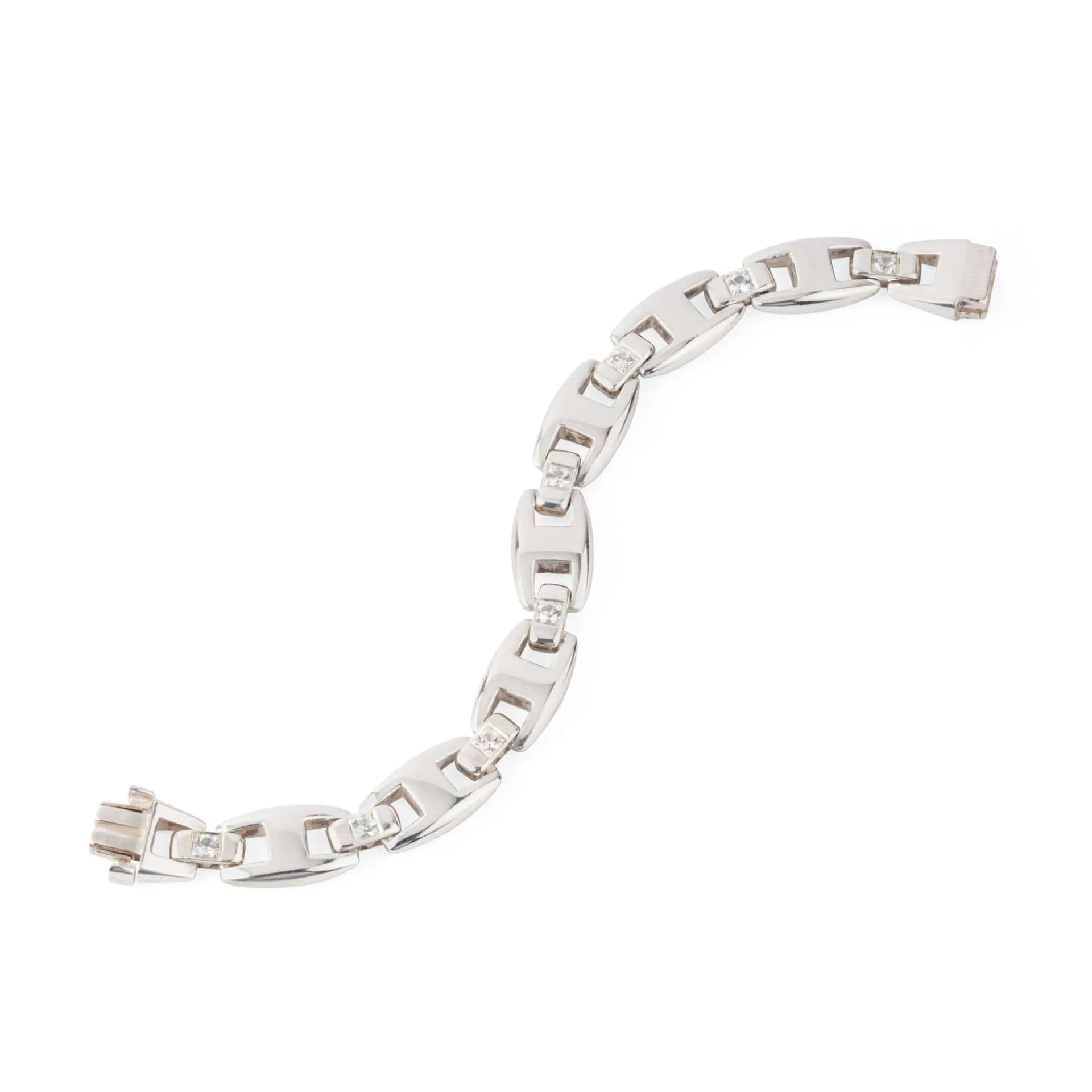 Hermès - Bracelet Cassiopé en argent 925 et saphirs blancs sold by 58 Facettes