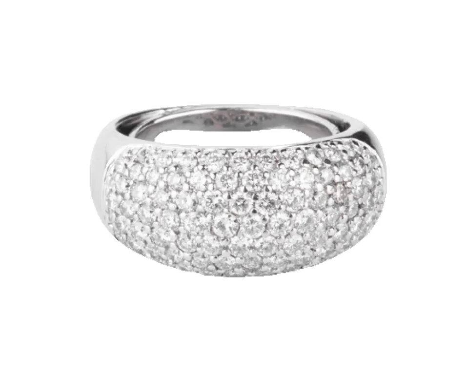 Bague jonc pavée de diamants en or gris 18k sold by 58 Facettes