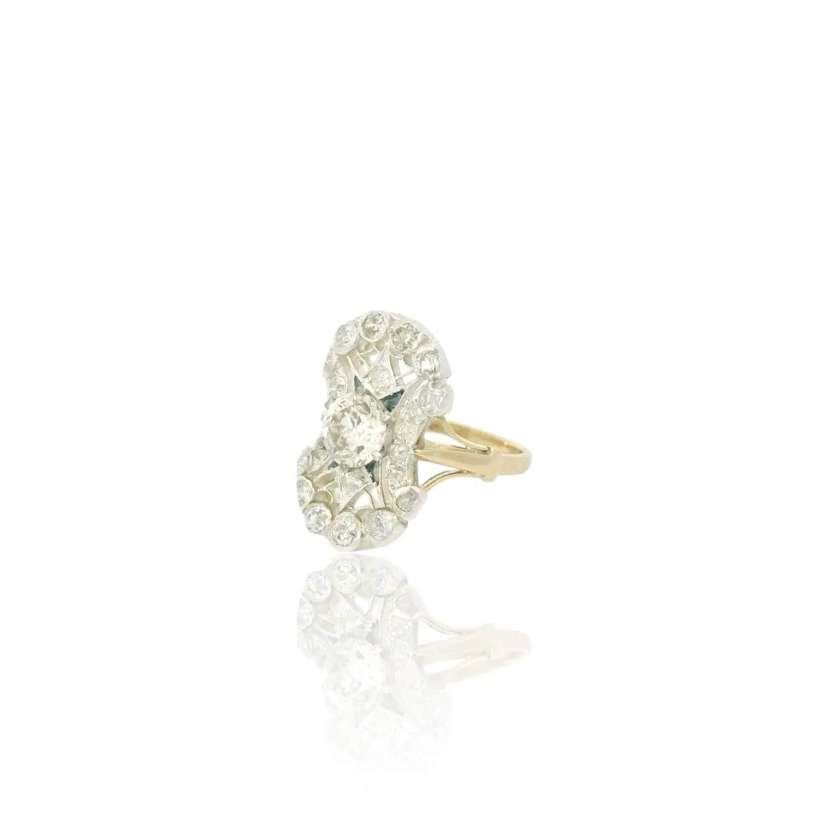 Bague fin XIXe en or jaune 18k, argent, diamants et saphirs sold by 58 Facettes product image thumbnail 3