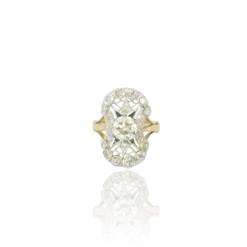 Bague fin XIXe en or jaune 18k, argent, diamants et saphirs sold by 58 Facettes