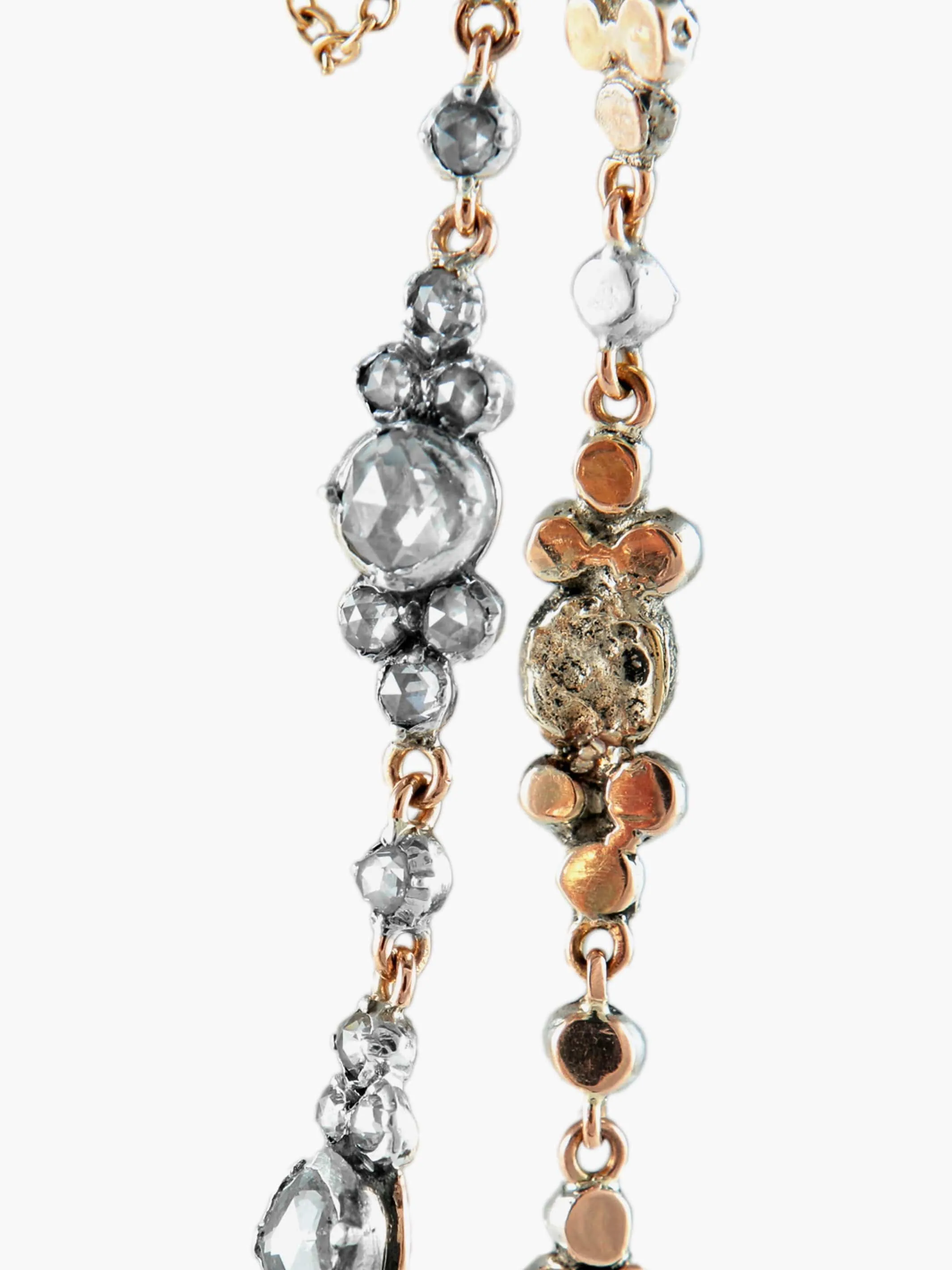 Bracelet ancien articulé en or jaune 18k, argent et diamants sold by 58 Facettes product image thumbnail 3