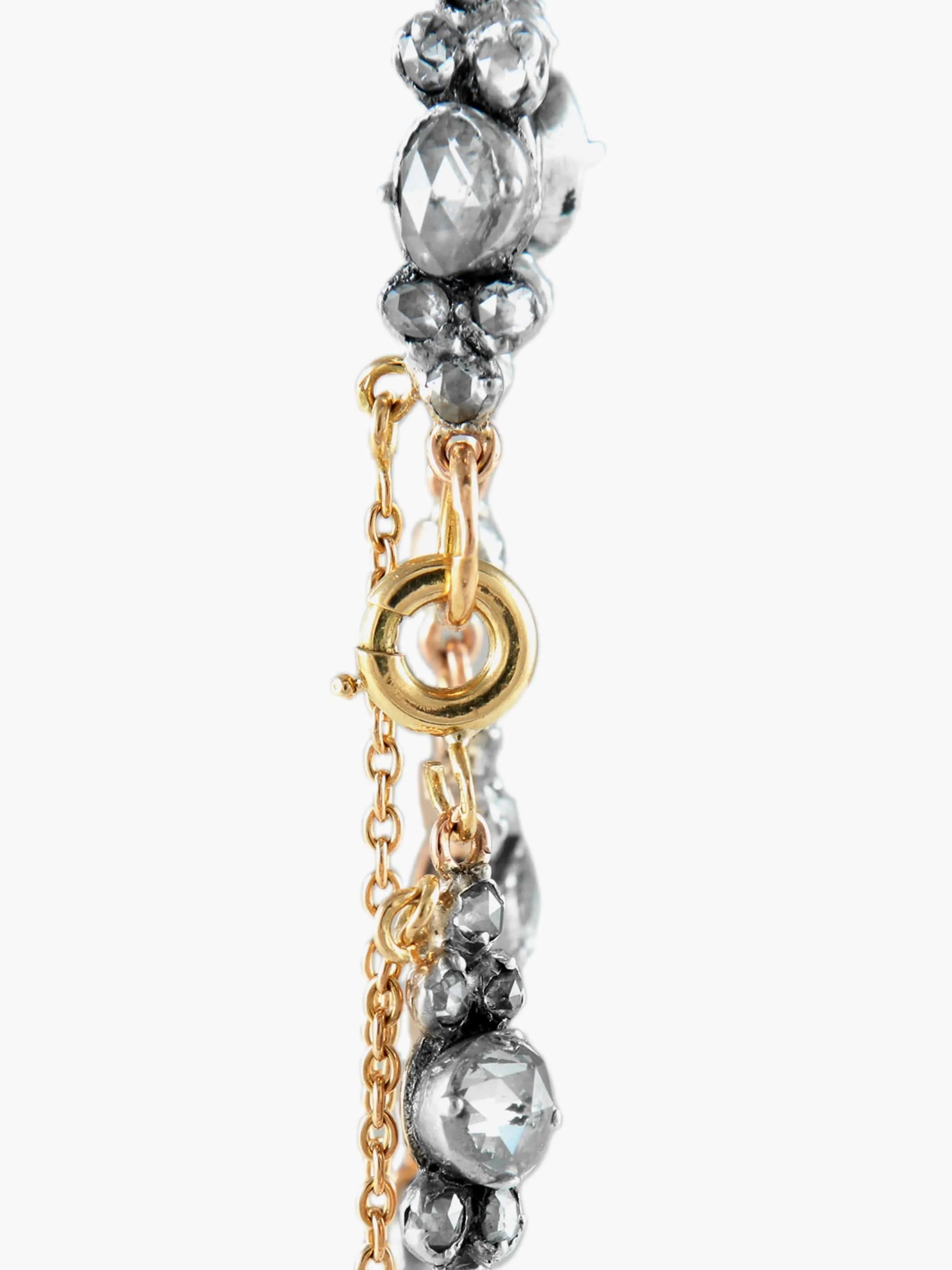 Bracelet ancien articulé en or jaune 18k, argent et diamants sold by 58 Facettes product image thumbnail 4