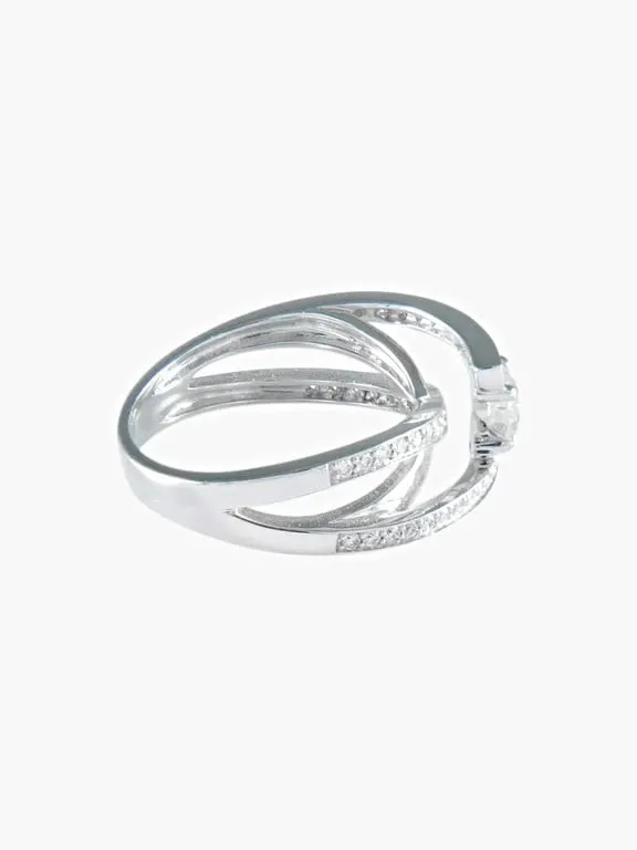Bague solitaire jonc/brillant en or palladié et diamants sold by 58 Facettes product image thumbnail 5