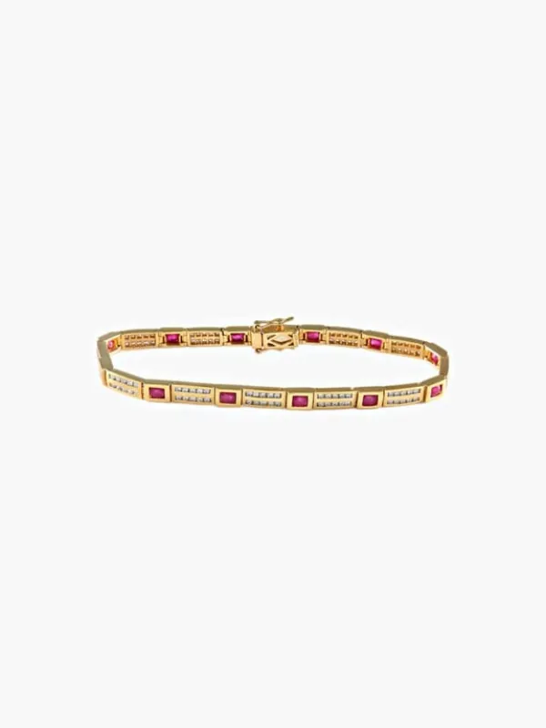 Bracelet en or jaune et rubis, diamants 2,64 ct / 1,56 ct sold by 58 Facettes