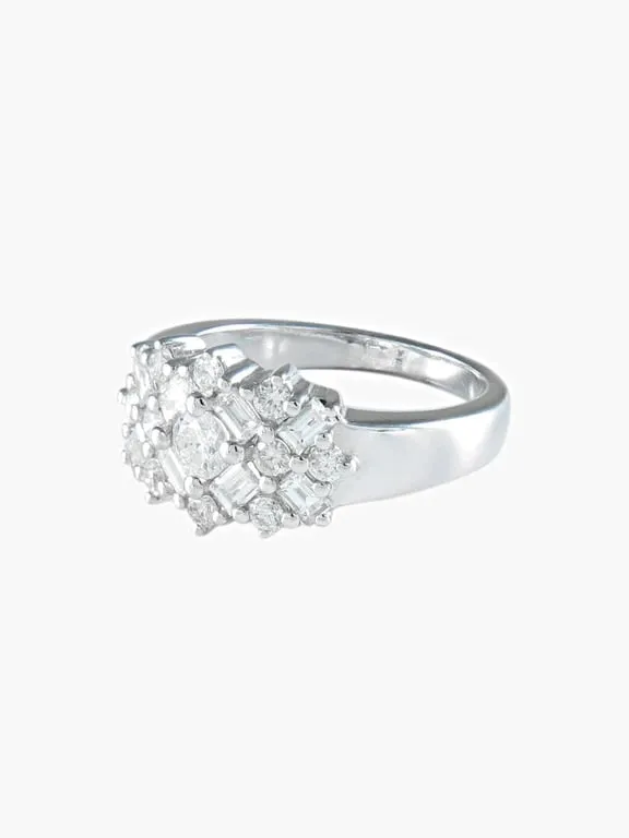 Bague solitaire pavée en or gris et diamants 0,99 ct sold by 58 Facettes product image thumbnail 3