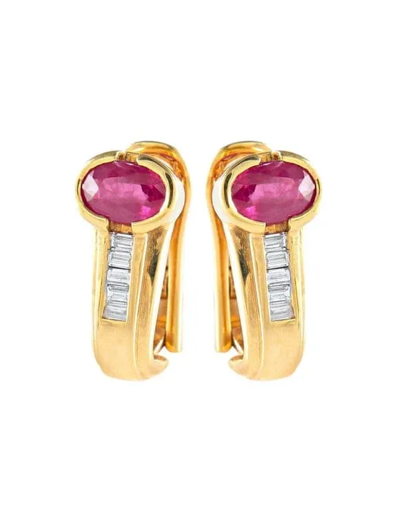 Boucles d'oreilles ornées de rubis et diamants en or jaune sold by 58 Facettes
