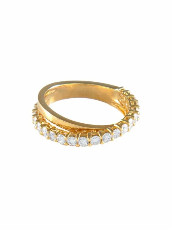Alliance demi-tour entrelacée en or jaune et diamants sold by 58 Facettes