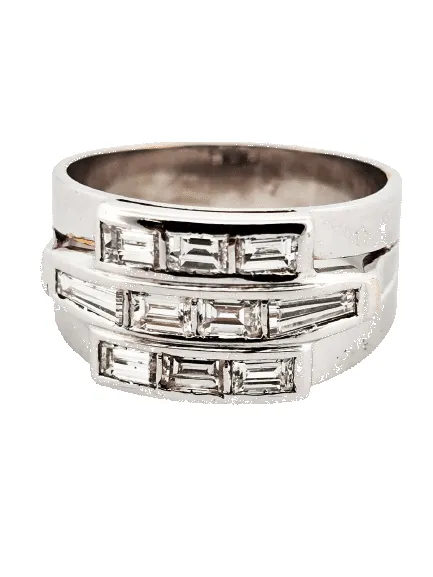 Bague en or blanc sertie de diamants taille baguette sold by 58 Facettes