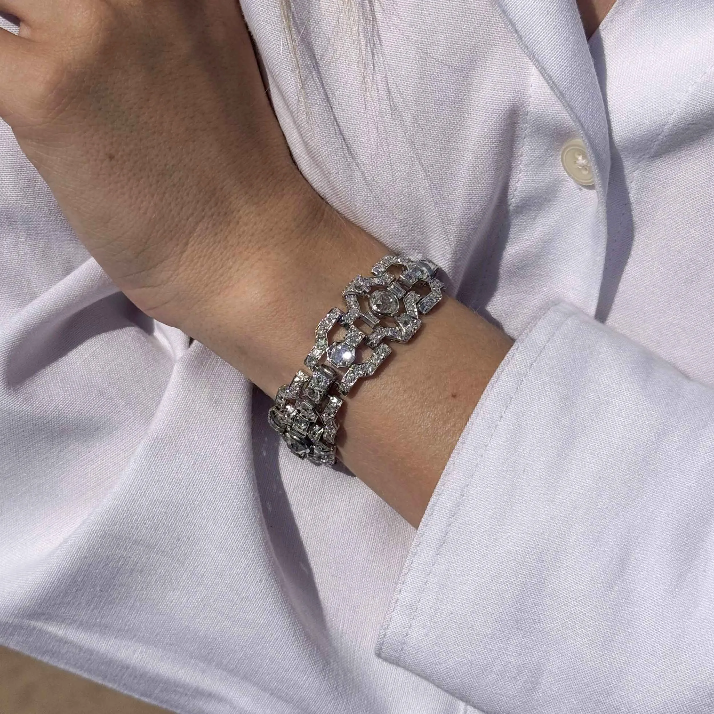 Art déco - Bracelet maillons en platine et diamants taille ancienne sold by 58 Facettes product image thumbnail 5