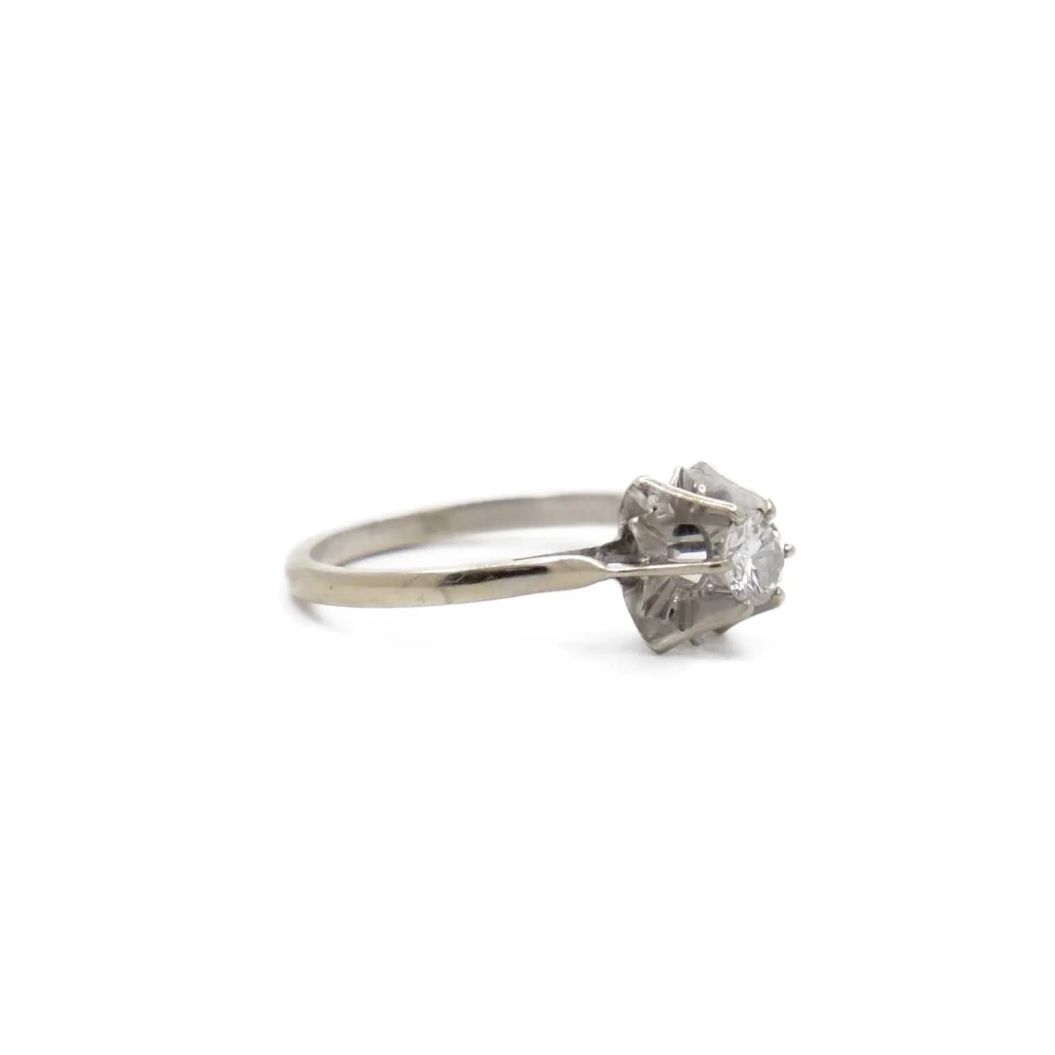 Bague solitaire en or gris rosé 18k et diamant 0,35 ct sold by 58 Facettes product image thumbnail 4