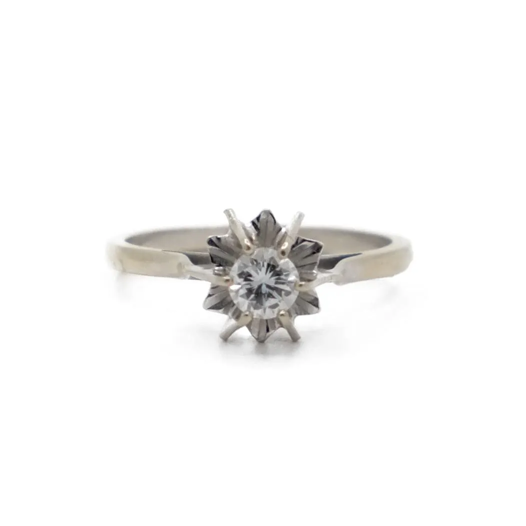 Bague solitaire en or gris rosé 18k et diamant 0,35 ct sold by 58 Facettes