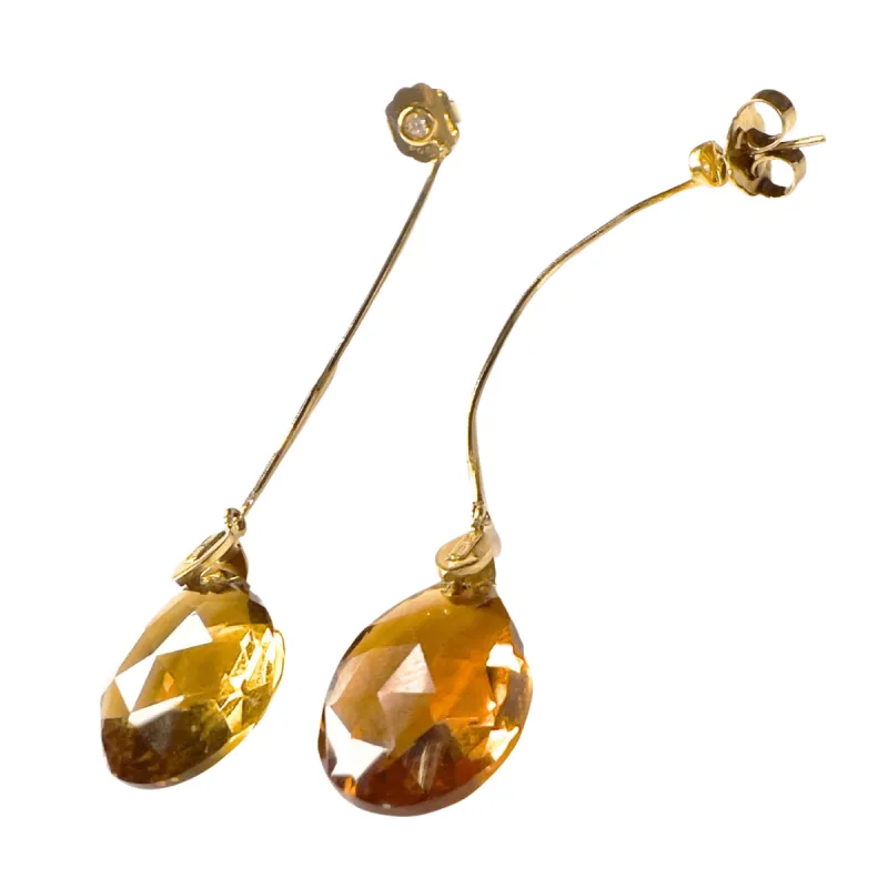 BOUCLES D'OREILLES DIAMANTS  GOUTTES CITRINE sold by 58 Facettes