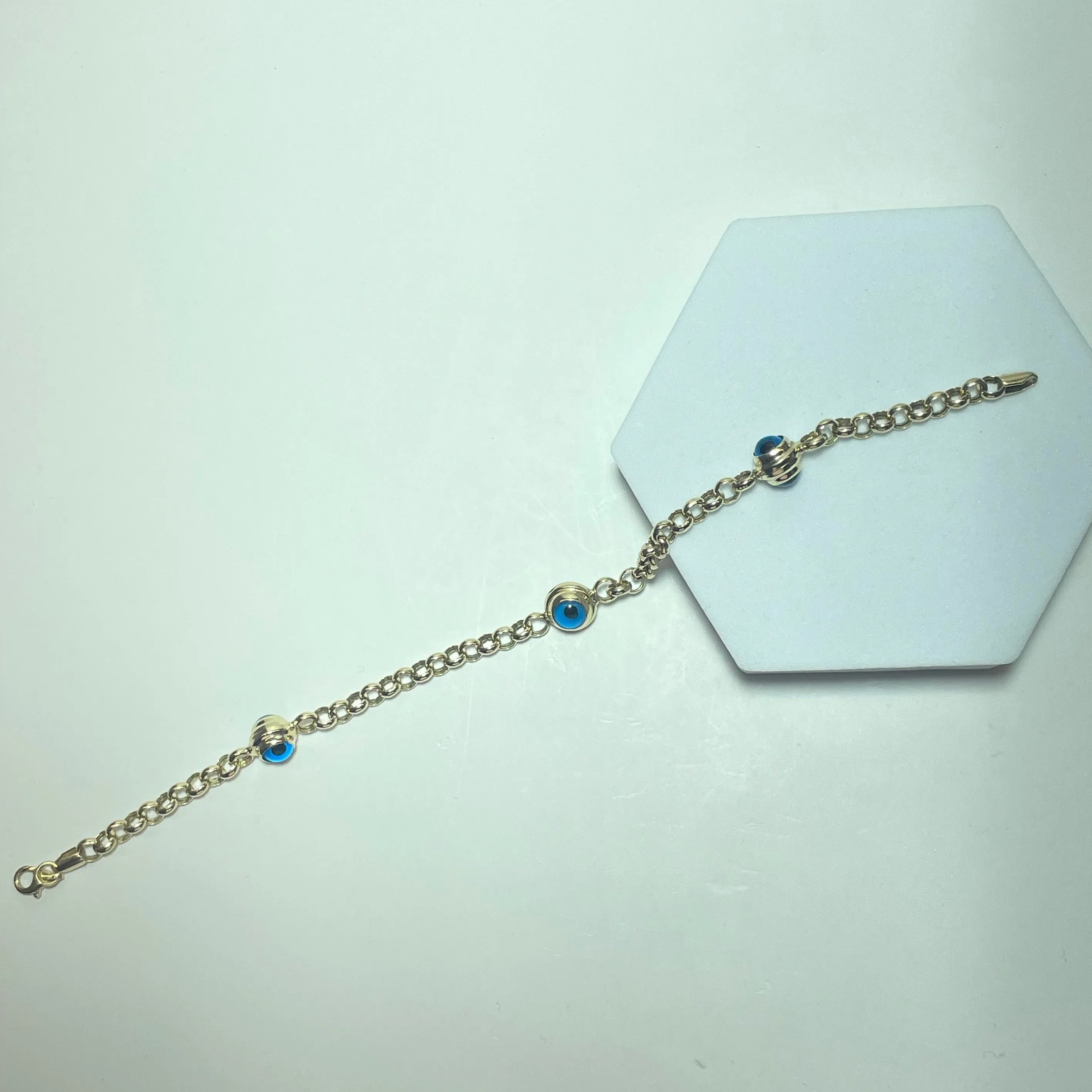 Bracelet à motifs œil bleu en or jaune 14 carats 6,73 g sold by 58 Facettes product image thumbnail 3