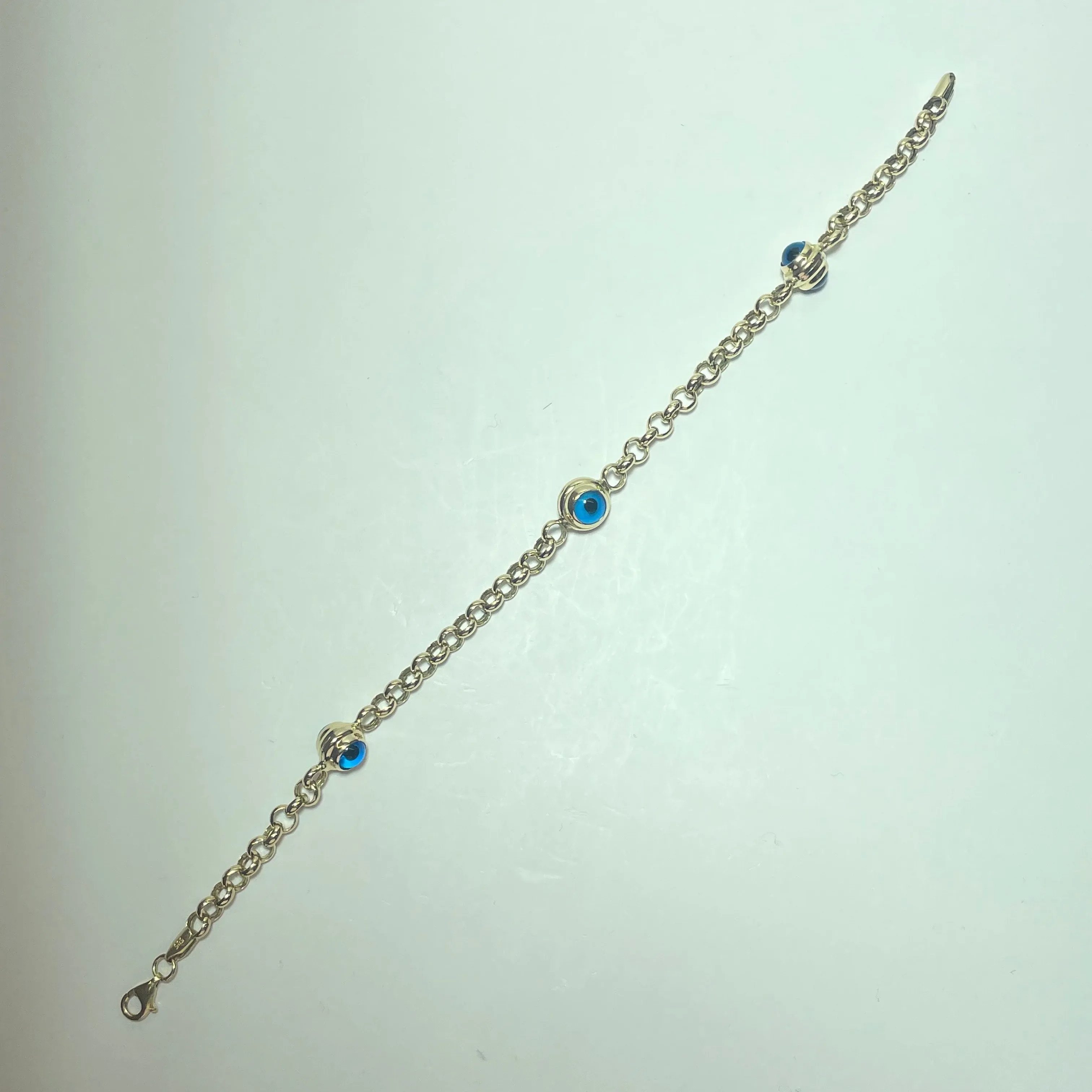 Bracelet à motifs œil bleu en or jaune 14 carats 6,73 g sold by 58 Facettes product image thumbnail 2