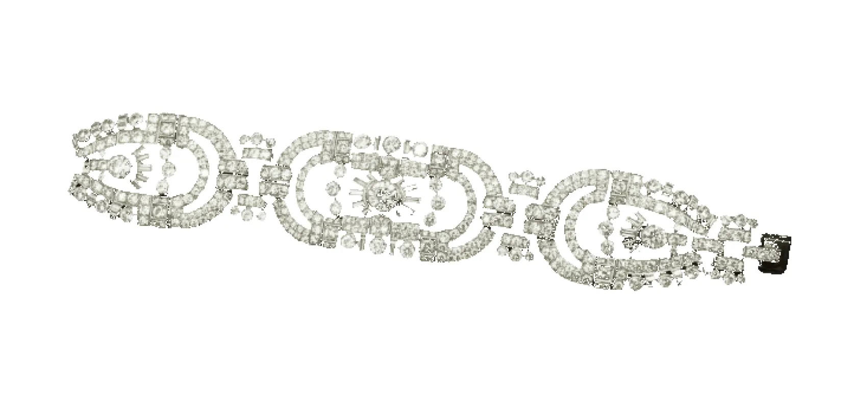 Bracelet Art déco en or blanc et diamants made by 58 Facettes