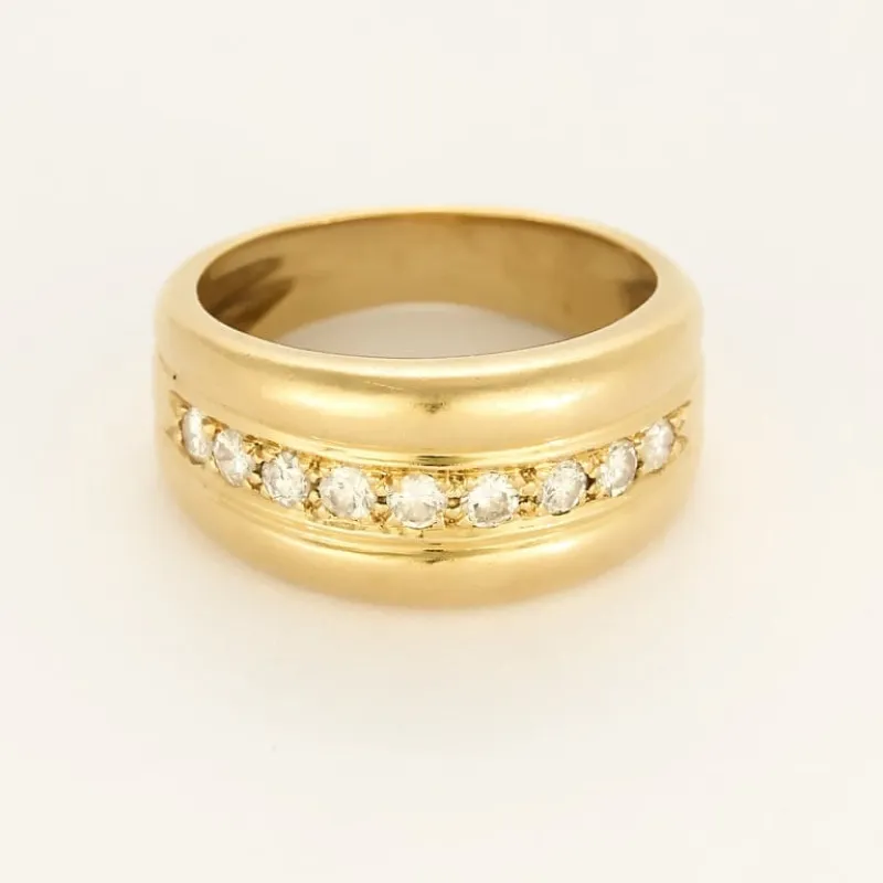 Bague jonc godronnée en or jaune et diamants sold by 58 Facettes