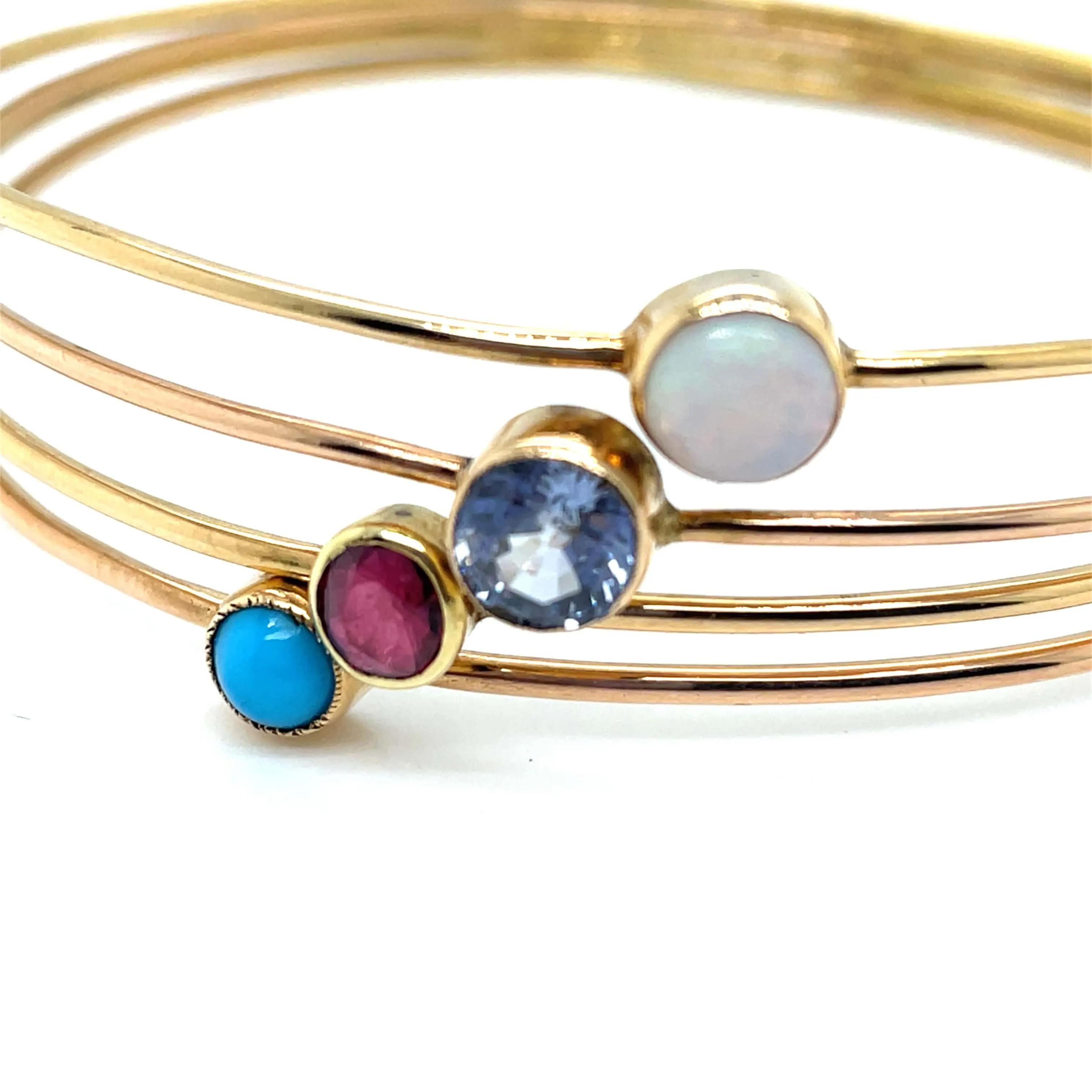 Bracelet ancien à 4 joncs en or jaune 18 ct et pierres sold by 58 Facettes product image thumbnail 3