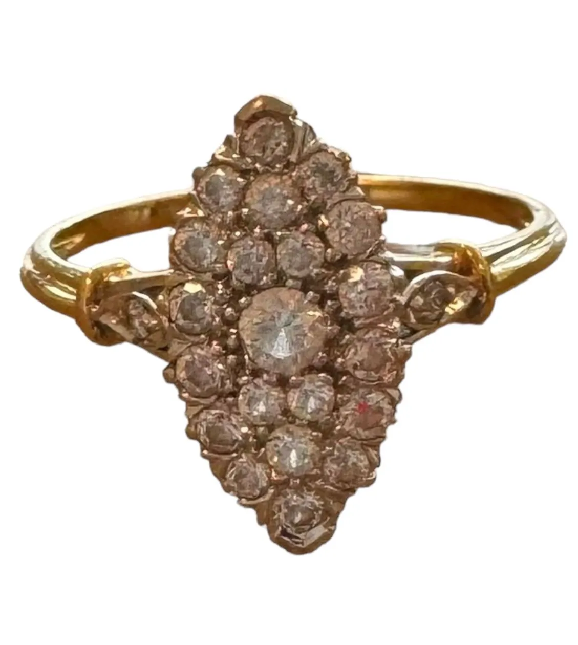 Bague or jaune diamants marquise sold by 58 Facettes