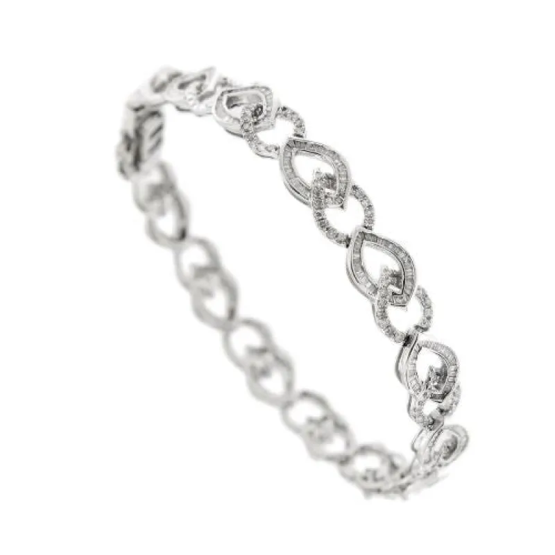 Bracelet motif navette en or blanc 18 ct et diamants sold by 58 Facettes