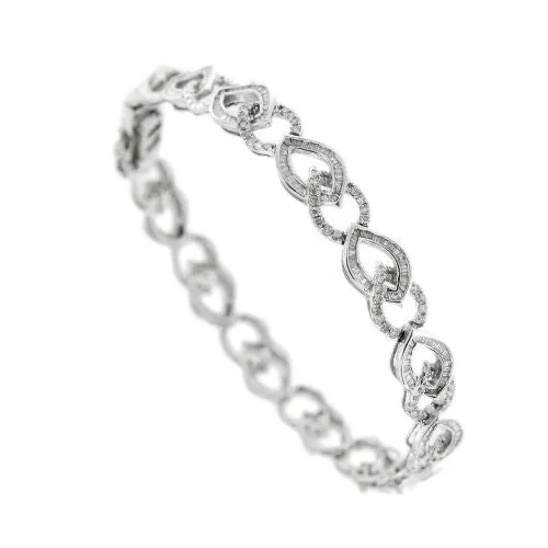 Bracelet motif navette en or blanc 18 ct et diamants sold by 58 Facettes