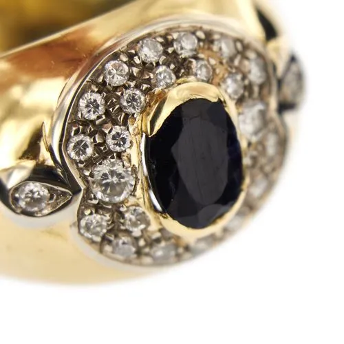 Bague bandeau en or jaune 18 ct avec saphir et diamants sold by 58 Facettes product image thumbnail 5