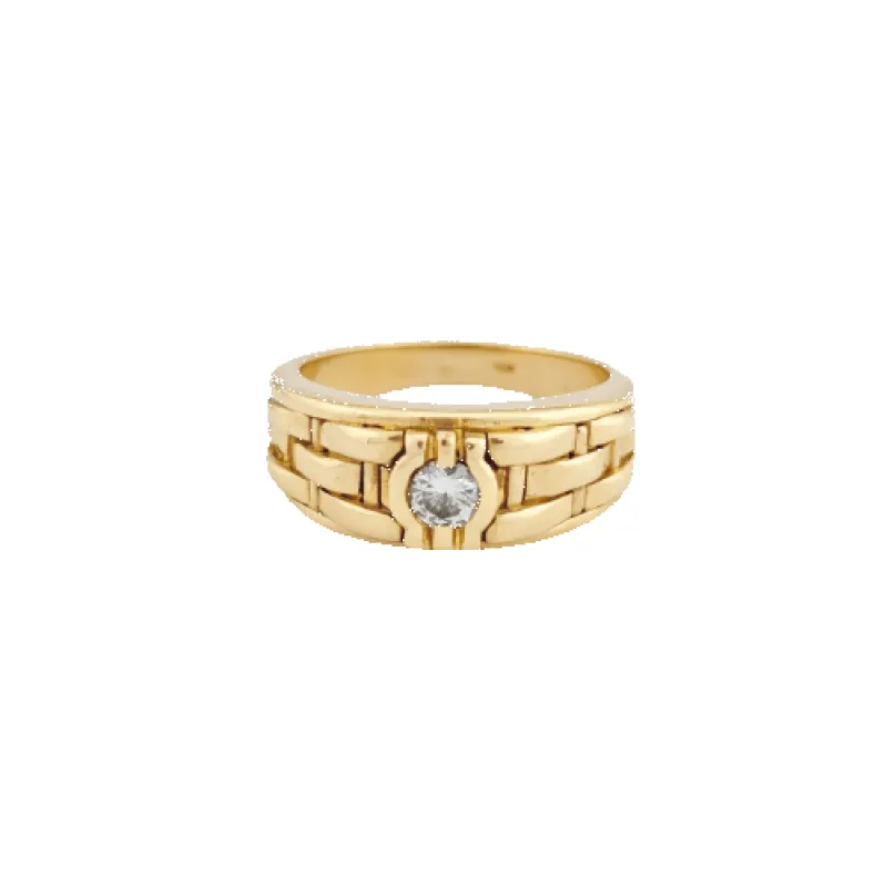 Bague bandeau en or jaune 18 carats avec diamant 0,10 ct made by 58 Facettes