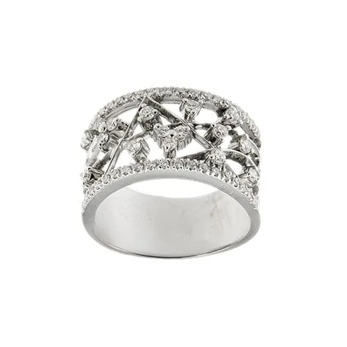 Bague bandeau ajourée en or blanc 18 ct et diamants sold by 58 Facettes