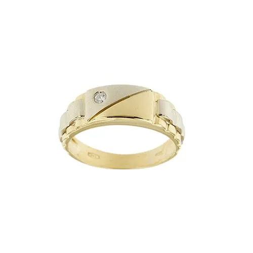 Bague homme bandeau en or jaune et or blanc 18 ct avec diamant sold by 58 Facettes product image thumbnail 3